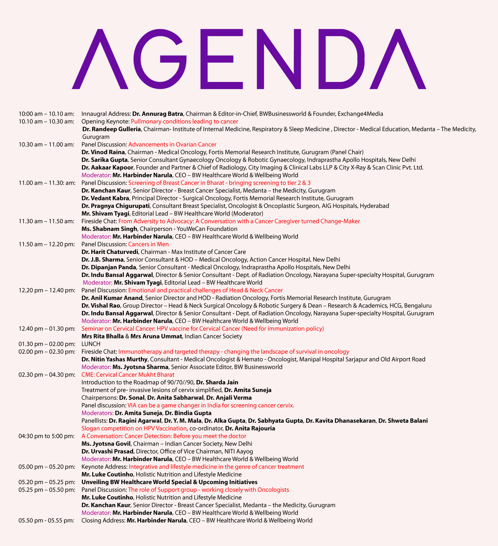 Oncology Summit 2023 Agenda