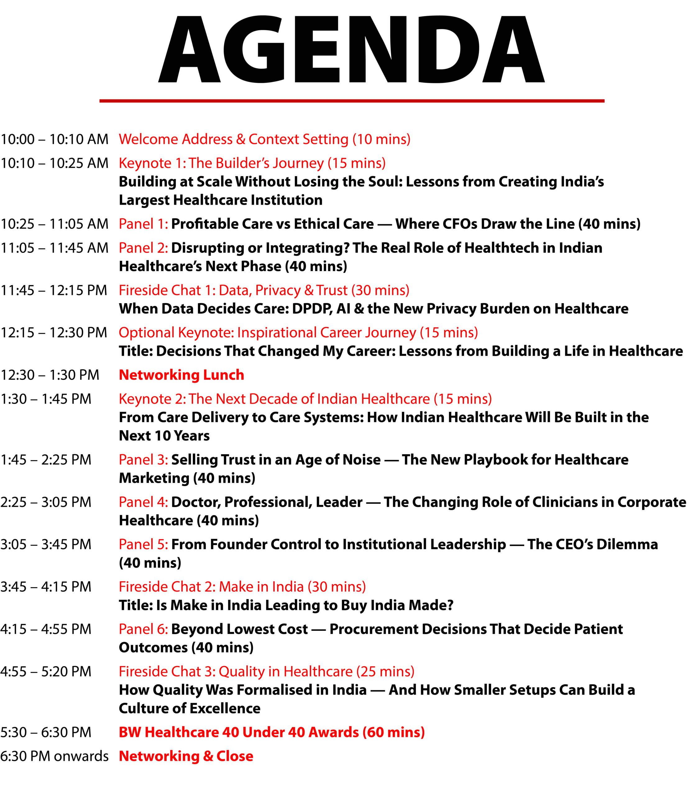 Healthacre40u40-Agenda