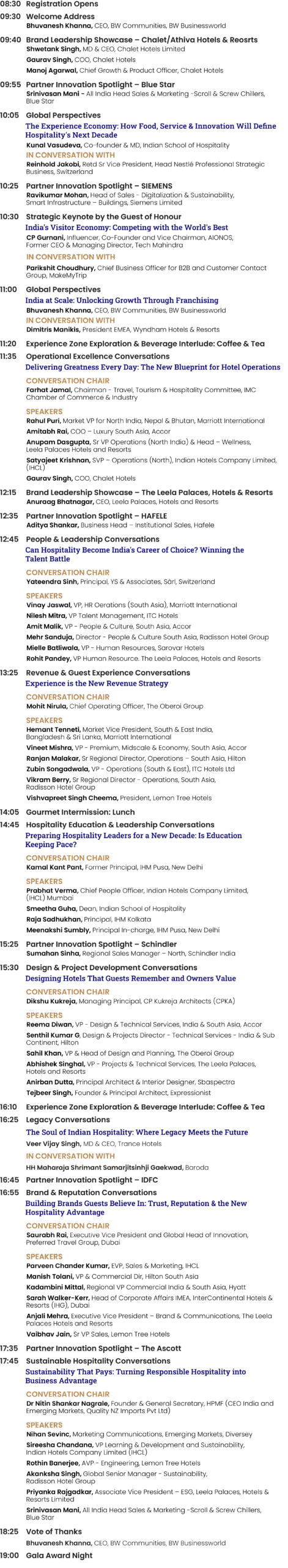 Indian Hospitality Summit & Awards 2026 Day 2 Agenda