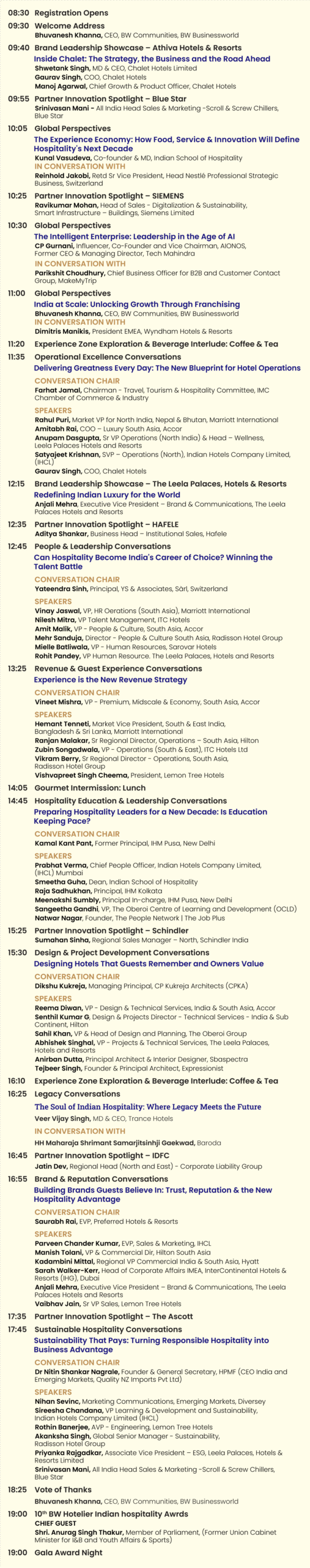 Indian Hospitality Summit & Awards 2026 Day 2 Agenda